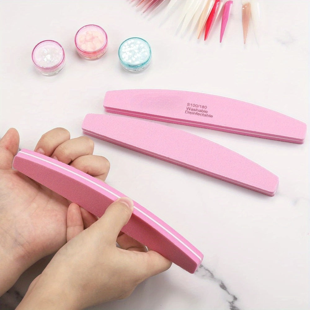 20- or 35-Piece Pink and Purple Nail File and Buffer Set with 100/180 Grit Double-Sided Boards