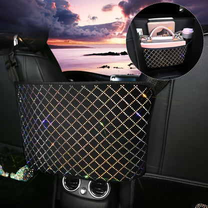 Rhinestone Car Seat Back Purse Holder and Mesh Barrier in Six Crystal Color Checkouts for Cars and SUVs