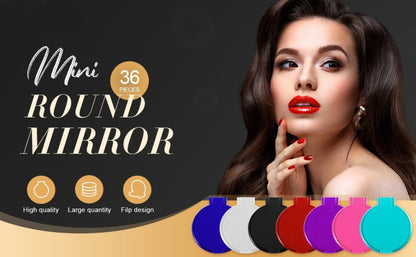Makeup Mirror Set 10 or 21-Piece Royal Blue Folding Pocket Compacts with Round Glass, Flip Covers and Stand Function