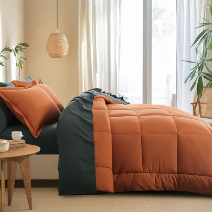 7 Piece Comforter Set Luxury Soft Fluffy Bedding All Season Bed in a Bag with Comforter Fitted Sheet Flat Sheet Pillowcases Hypoallergenic Breathable Easy Care Queen King Twin XL Full