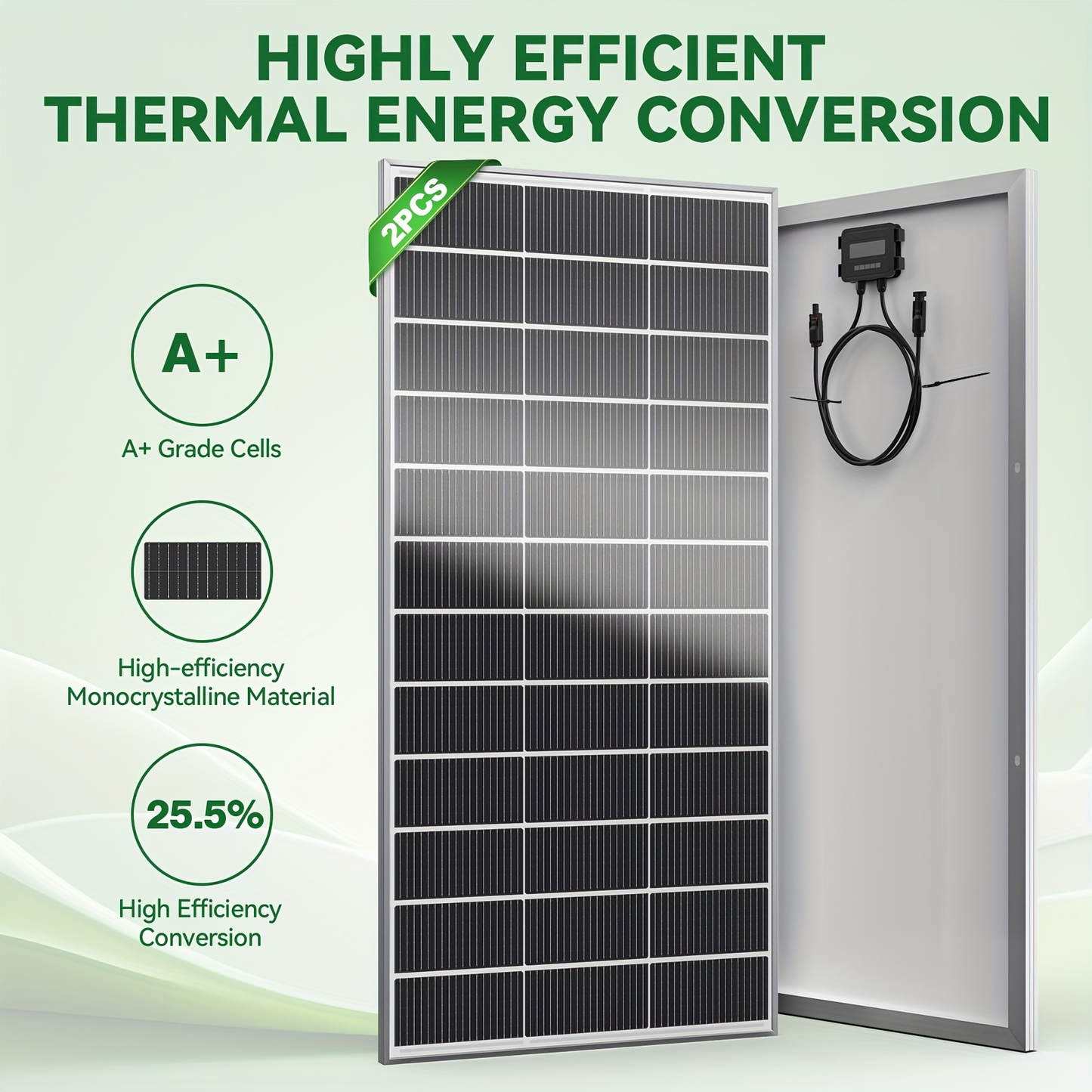 Two-Piece 400W Total Solar Panel Kit with 200W Modules, 148 x 67 cm Frames and PV Cables Pictured