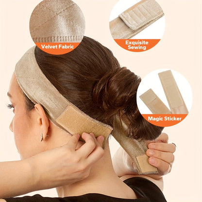 Velvet Wig Grip Caps, Three-Piece Adjustable Set in Light Beige, Beige, Black, Brown or Coffee