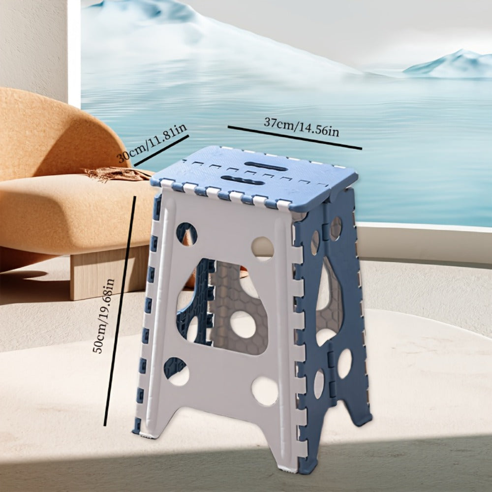 Folding Step Stool 19 Inch with Handle Portable Foldable Step Ladder for Kitchen Camping Bathroom Bedroom Adults Seniors White Blue Grey