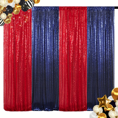 Sequin Backdrop Curtain 4 Panels 2FTx8FT – Shimmer Glitter Background for Wedding Party Photo Booth Decoration