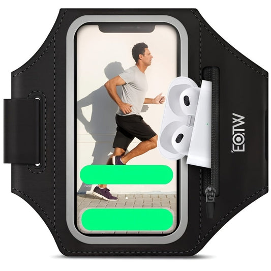 Running Armband Phone Case Waterproof Sweatproof with Touch Screen Face ID Access & Storage Pocket - Adjustable Lightweight Arm Band for Running Jogging Gym Workout Cycling for iPhone Samsung Android