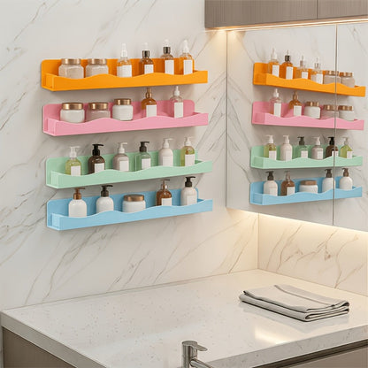 Iridescent Acrylic Wall Display Shelves in Two- or Four-Piece Sets with Pink and Multicolor Options
