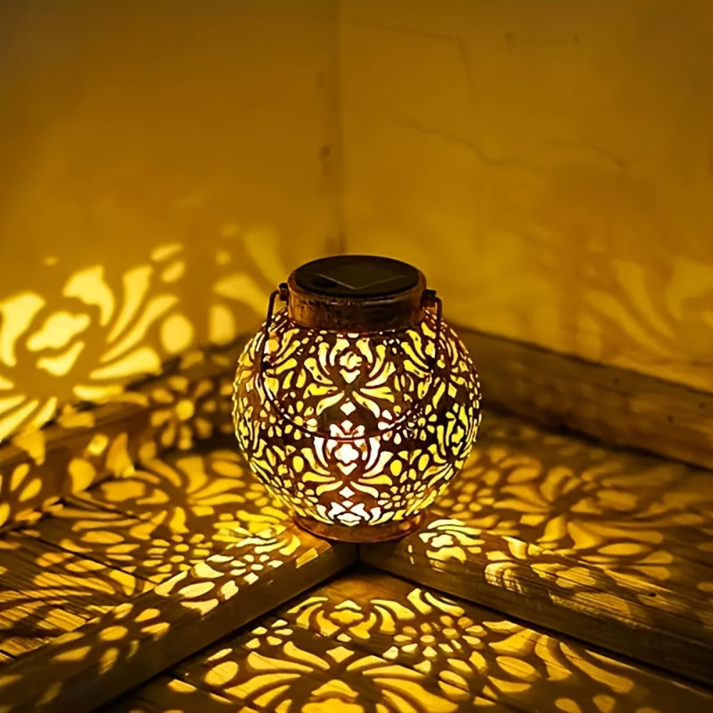 Solar Metal Peony Lantern Outdoor Hanging Light, IP65 Waterproof Floral Decorative Lantern for Garden Patio Tree, Halloween Christmas Party Festive Lighting – Boho Vintage Garden Decor Gift