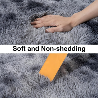 Area Rug Fluffy Tie-Dye Machine-Woven Mat at 1000 g/m² in Eight Colors and Three Indoor Sizes
