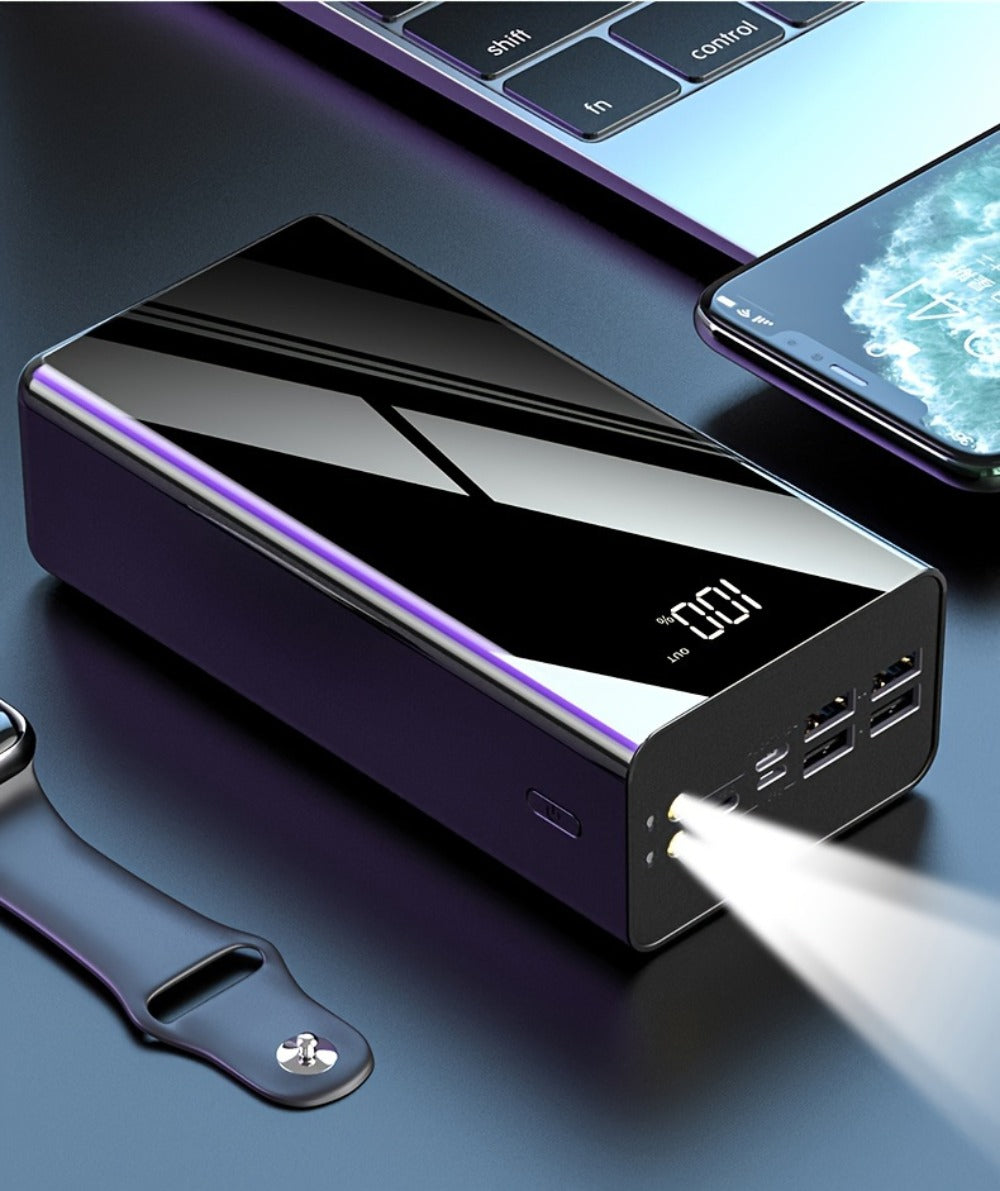 50000mAh Portable Charger Power Bank with LED Flashlight, Digital Display & Multi-Port Fast Charging – Heavy-Duty Battery Pack for Camping, Travel, Emergency, Laptops & Multiple Devices, Black/Red