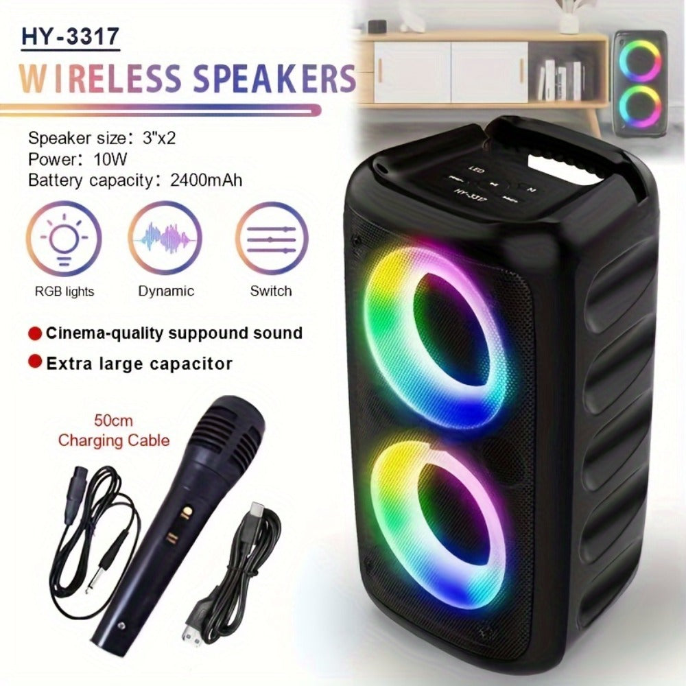Wireless Bluetooth Speaker with Color LED Lights, MOKiN KTS-1265 Portable Party Speaker, Bass Boost