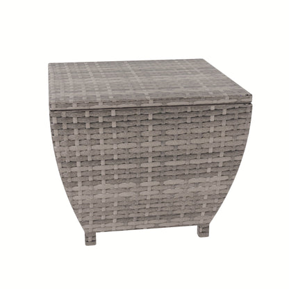 PE Wicker Outdoor Storage Box Side Table, Flip-Top Lid
