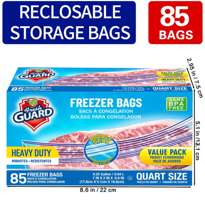 Reclosable Kitchen Storage Bags in Quarter-, One- or Two-Gallon Sizes with Five Count and Pack Options