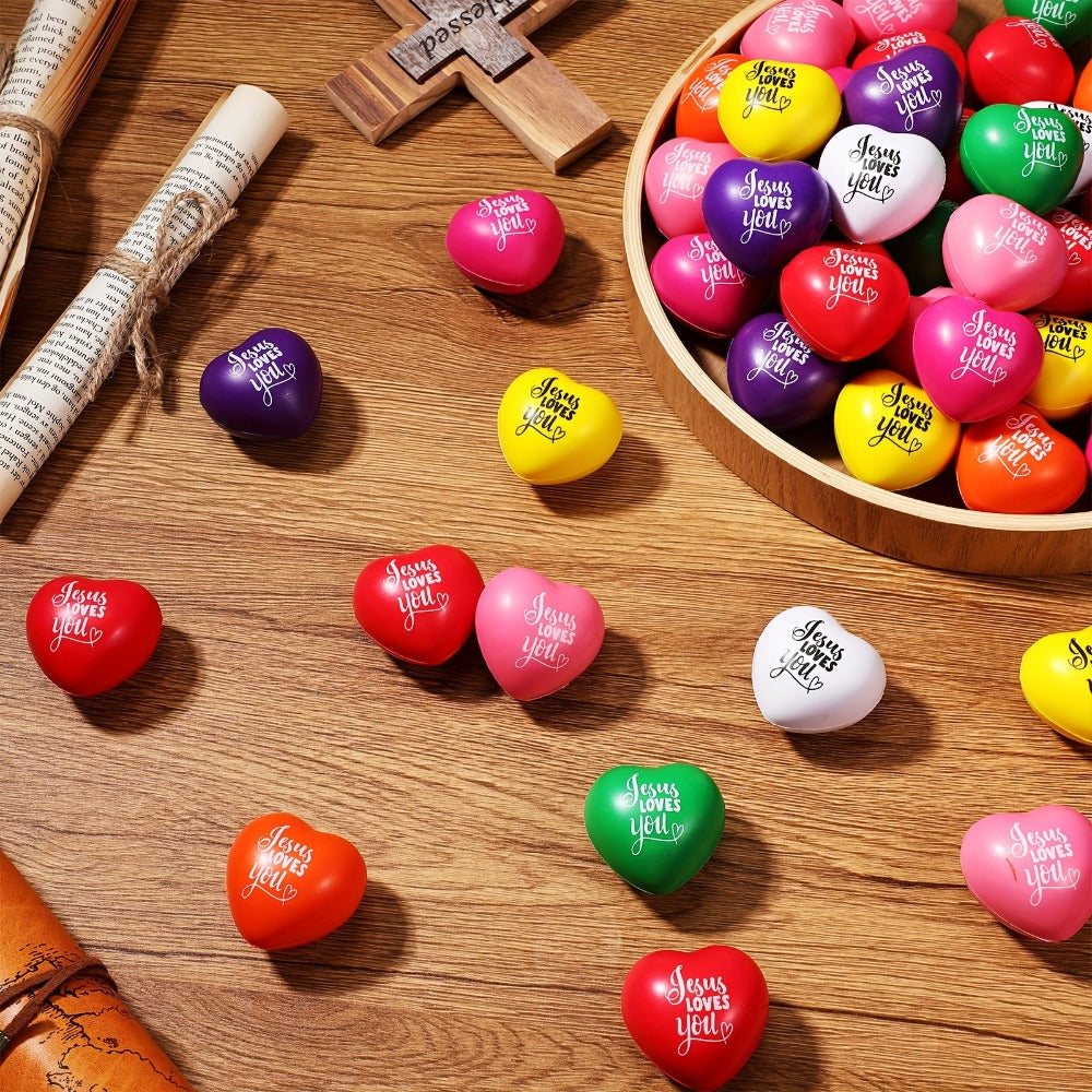 Party Favors Love-Message Balls, 60-Piece Mixed-Color Set in 1.57-Inch Size for Faith Events