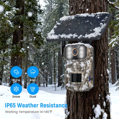 Solar Cellular Trail Camera 1920P No WiFi – 4G LTE Wildlife & Property Monitoring, PIR Motion Sensor, Infrared Night Vision, Two-Way Voice, IP65 Waterproof, Remote Access & 2-Year Replacement Warranty