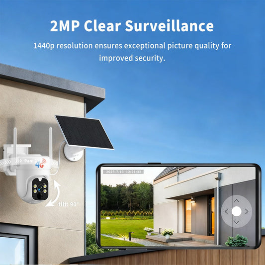 Solar Security Camera 4G Outdoor – AI Smart Alarm, Solar Powered, No WiFi & Wire-Free, 4G LTE Surveillance Camera for Farm, Villa, Ranch & Remote Property Security (TBG12)