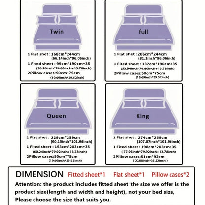 Four-Piece Floral Polyester Sheet Set with Fitted and Flat Sheets, Two Pillowcases and Four Sizes