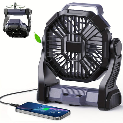 Portable Camping Fan with Hanging Hook, Three-Level Lantern and 12 Color or Style Options Pictured