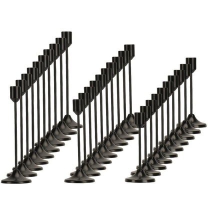 Candle Holder Set 30-Piece Metal Taper Stands in Three Heights with Gold, Silver or Black Finish Options