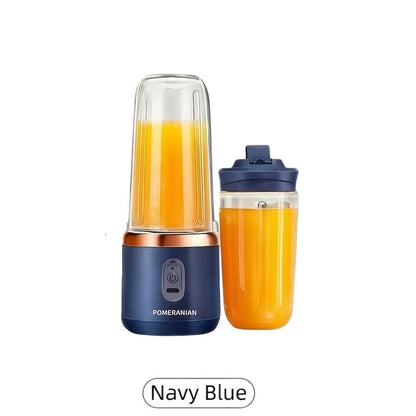 Portable Blender Juicer Double Cup 1500mAh Rechargeable – Food-Grade ABS Multifunctional Fruit Vegetable Juicer | USB Charging Gift Box | Blue Pink White Summer Kitchen Essential
