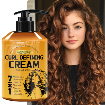 Curl Defining Cream 7-in-1 with Argan Oil & Rosemary Oil 280ml — Frizz Control, Natural Fluffiness & Long-Lasting Hold for Wavy, Curly &