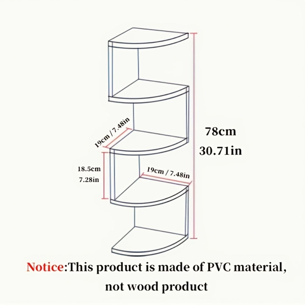 Wall-Mounted Alternating Corner Shelf in White Five-Tier or White and Black Three-Tier Options