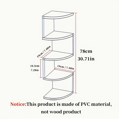 Wall-Mounted Alternating Corner Shelf in White Five-Tier or White and Black Three-Tier Options
