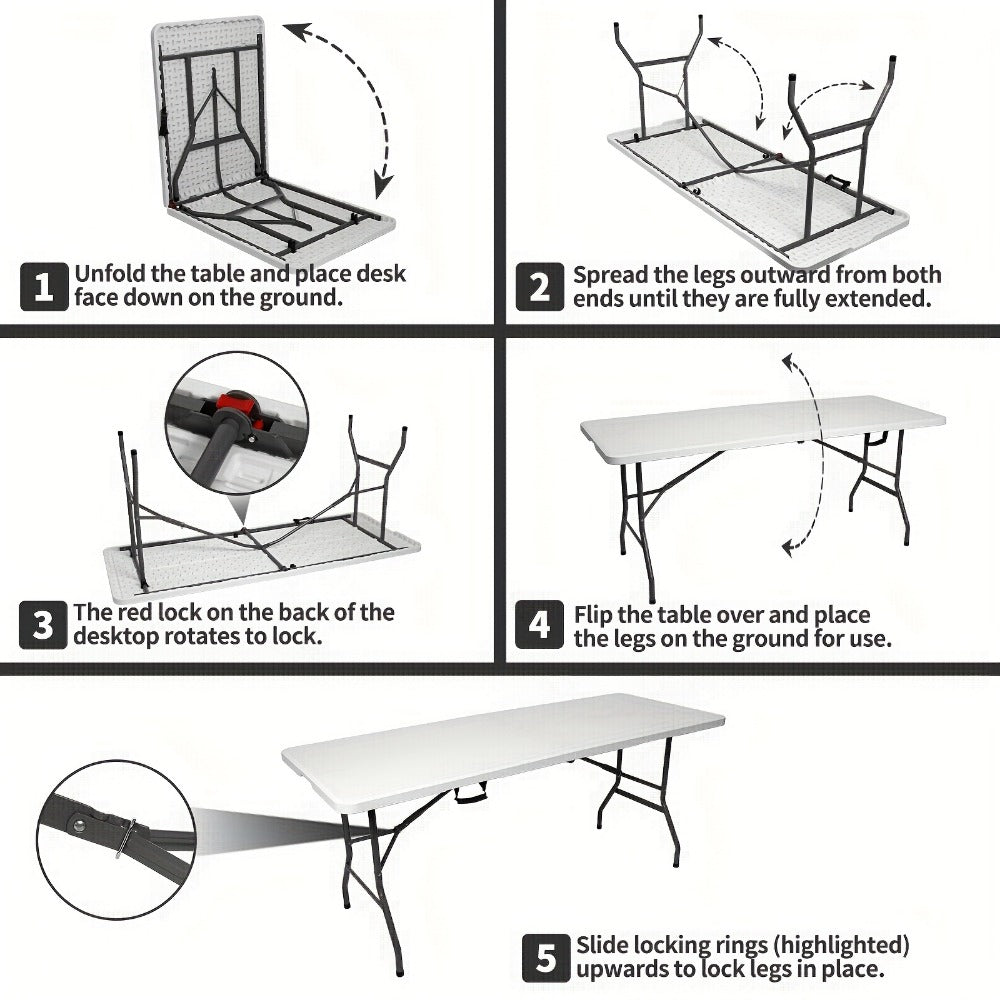 1.5-Inch Heavy-Duty Folding Tables with Carry Handle and Weather-Resistant Finish detail image - detail view 7