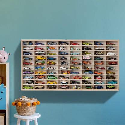 1:64 Scale Solid Wood Diecast Car Display Case, Model Car Storage Organizer detail image - detail view 10