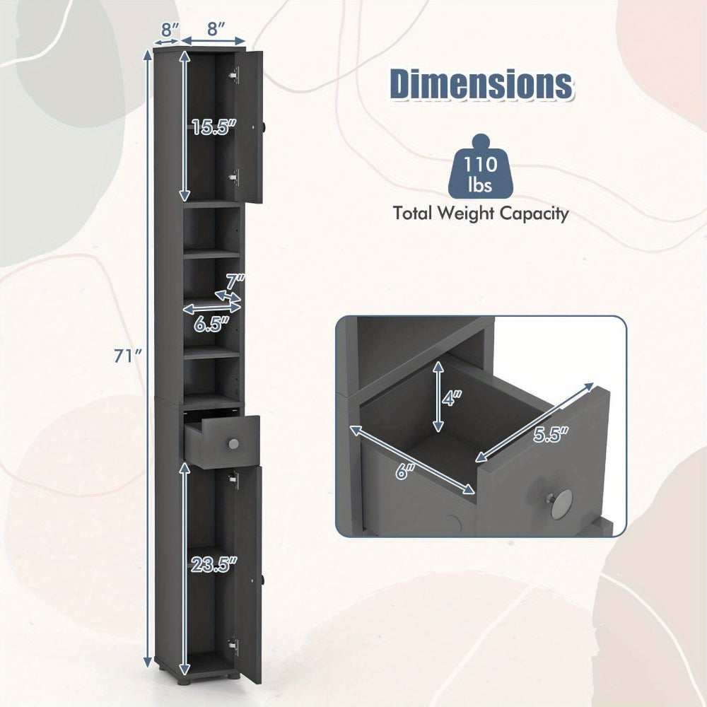 1-Drawer Freestanding Bathroom Cabinet with Adjustable Shelves and Multiple Color Options detail image - detail view 4