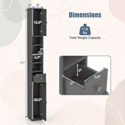 1-Drawer Freestanding Bathroom Cabinet with Adjustable Shelves and Multiple Color Options detail image - detail view 4