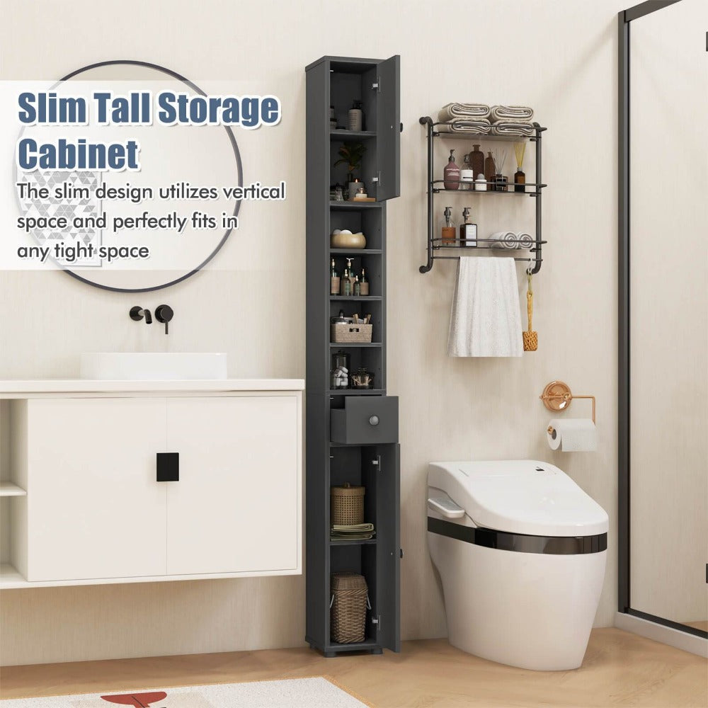 1-Drawer Freestanding Bathroom Cabinet with Adjustable Shelves and Multiple Color Options detail image - detail view 5
