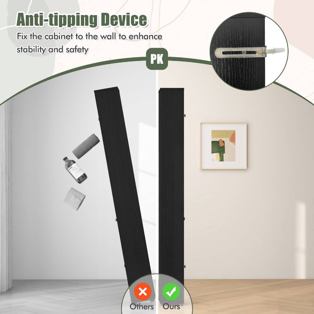 1-Drawer Freestanding Bathroom Cabinet with Adjustable Shelves and Multiple Color Options detail image - detail view 7
