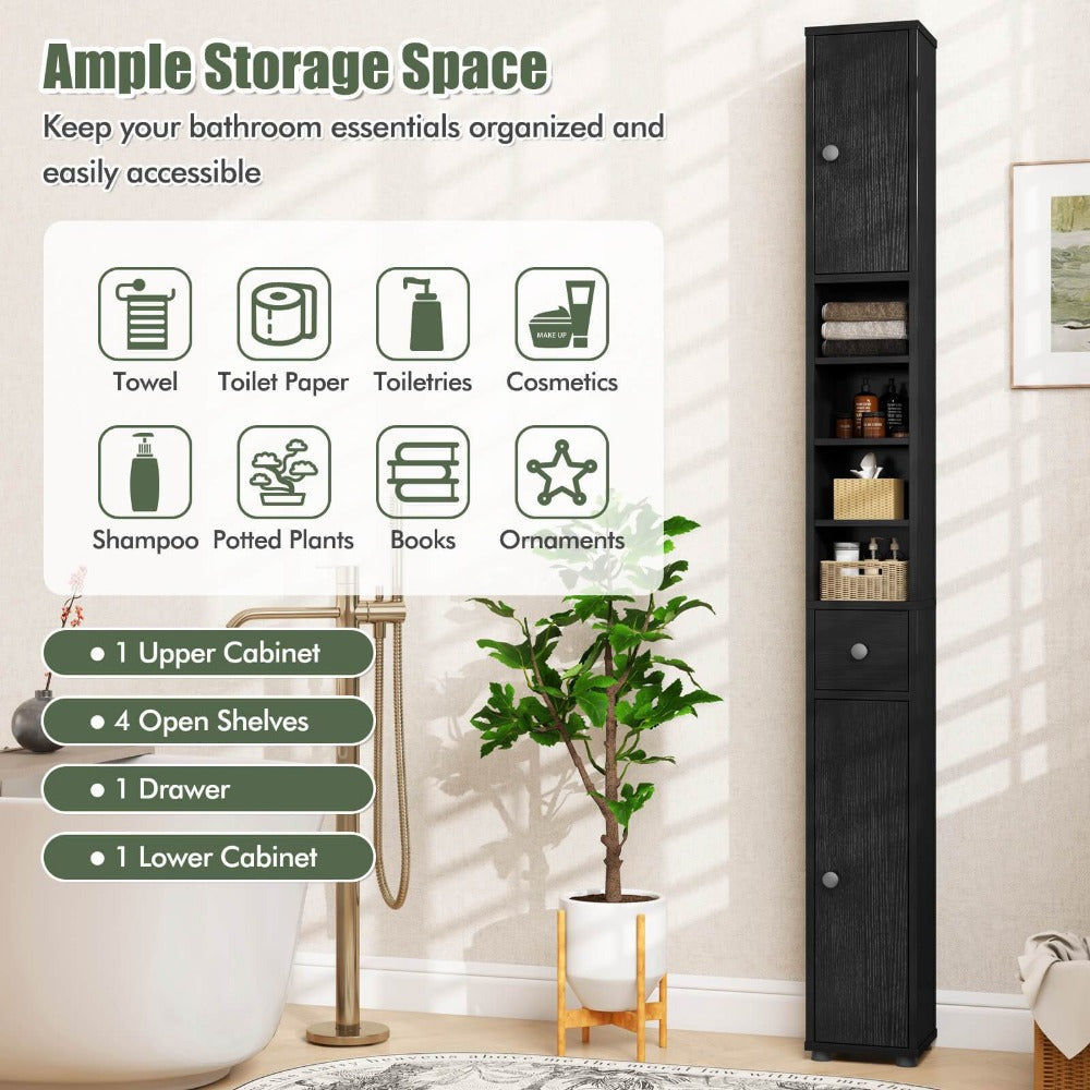 1-Drawer Freestanding Bathroom Cabinet with Adjustable Shelves and Multiple Color Options detail image - detail view 8