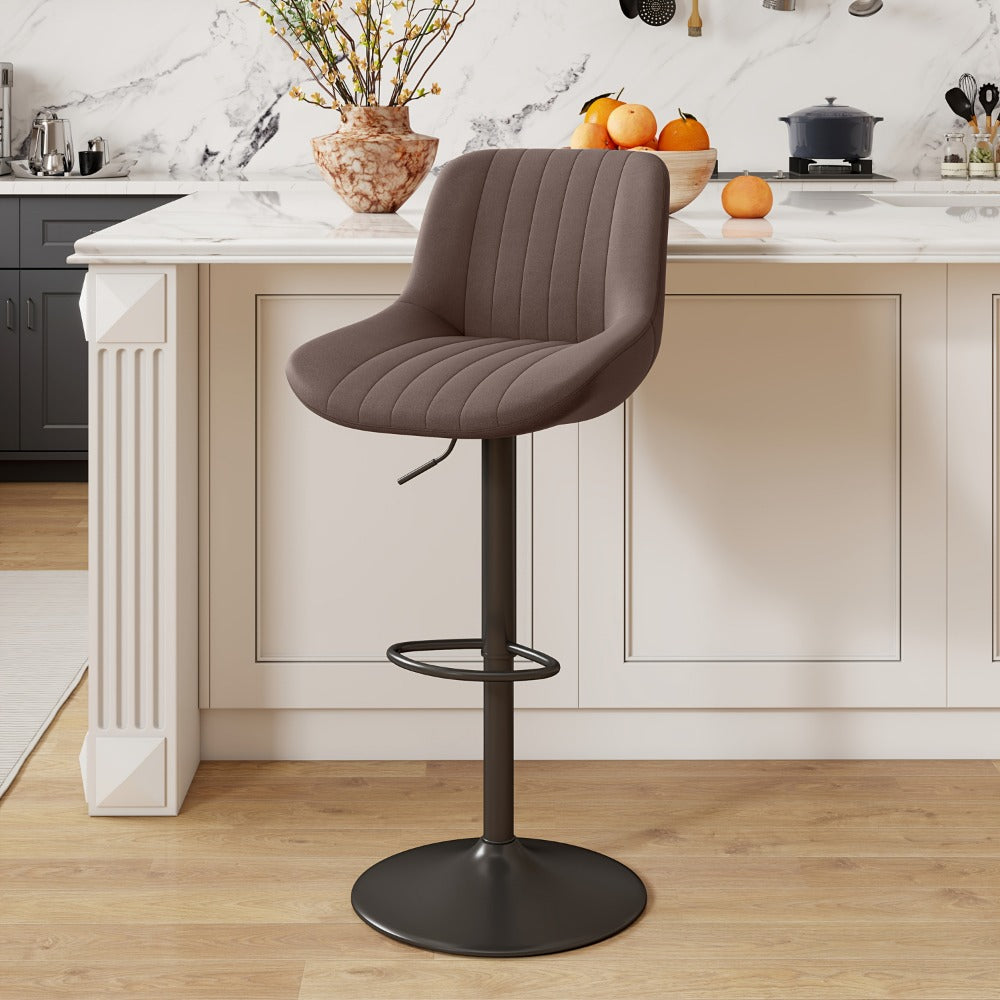 1-Piece Set Upholstered Bar Stool with Adjustable Height and Footrest for Kitchen detail image - detail view 14