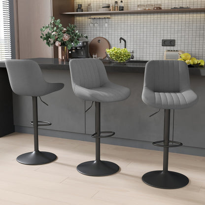 1-Piece Set Upholstered Bar Stool with Adjustable Height and Footrest for Kitchen detail image - detail view 17