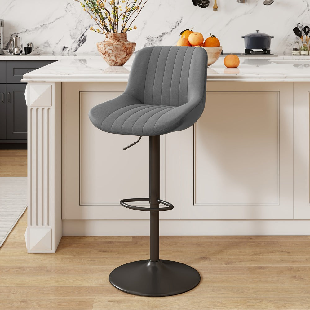 1-Piece Set Upholstered Bar Stool with Adjustable Height and Footrest for Kitchen detail image - detail view 18