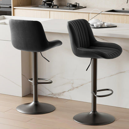 1-Piece Set Upholstered Bar Stool with Adjustable Height and Footrest for Kitchen detail image