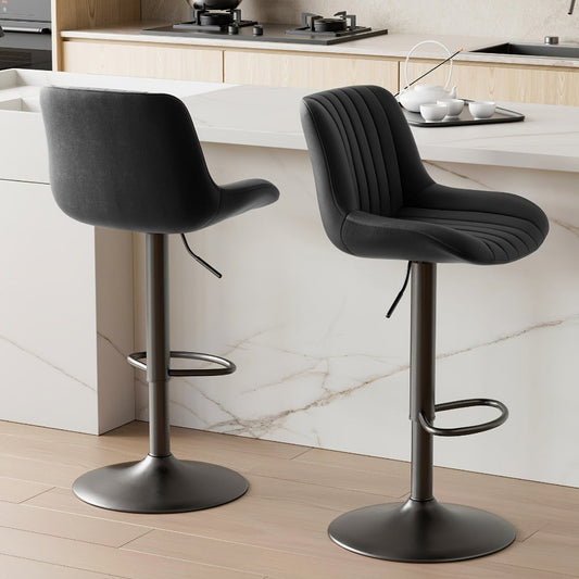 1-Piece Set Upholstered Bar Stool with Adjustable Height and Footrest for Kitchen detail image