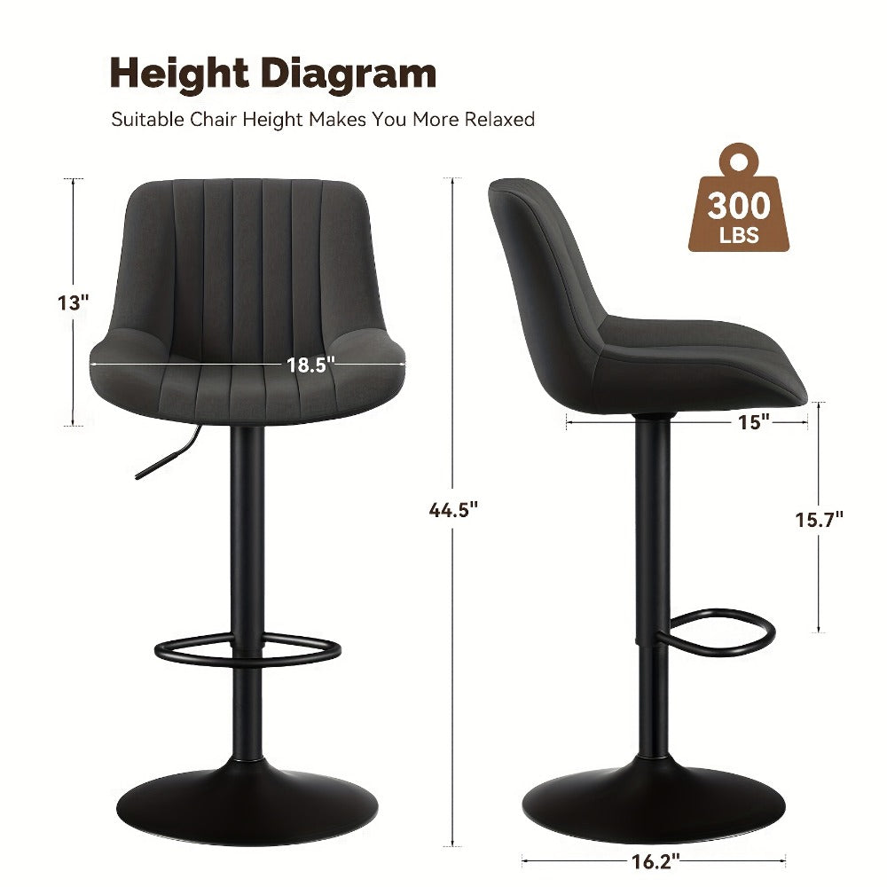 1-Piece Set Upholstered Bar Stool with Adjustable Height and Footrest for Kitchen detail image - detail view 3