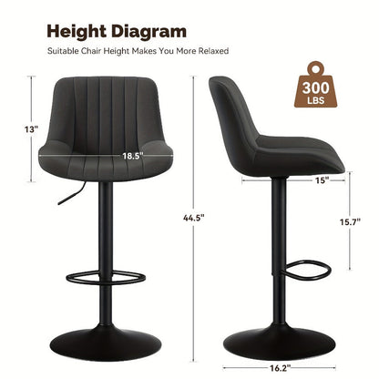 1-Piece Set Upholstered Bar Stool with Adjustable Height and Footrest for Kitchen detail image - detail view 3