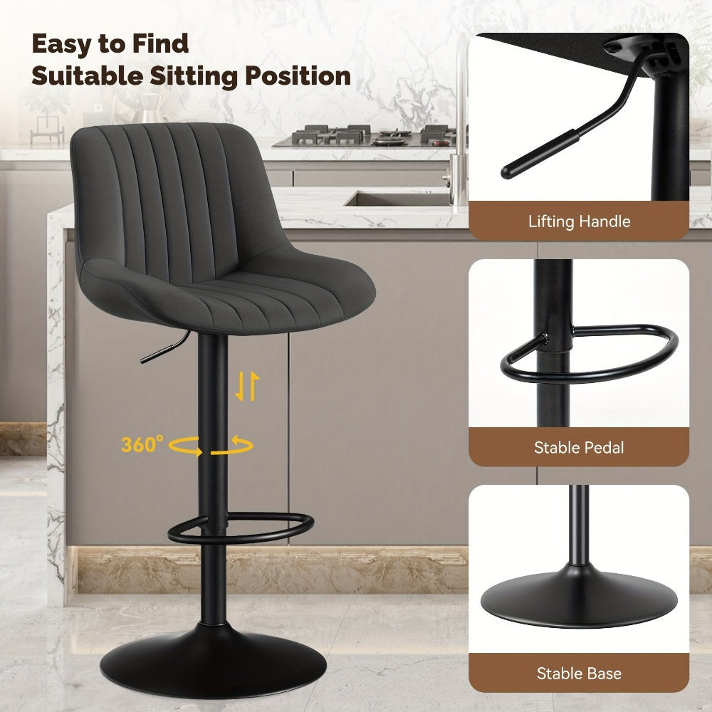 1-Piece Set Upholstered Bar Stool with Adjustable Height and Footrest for Kitchen detail image - detail view 5