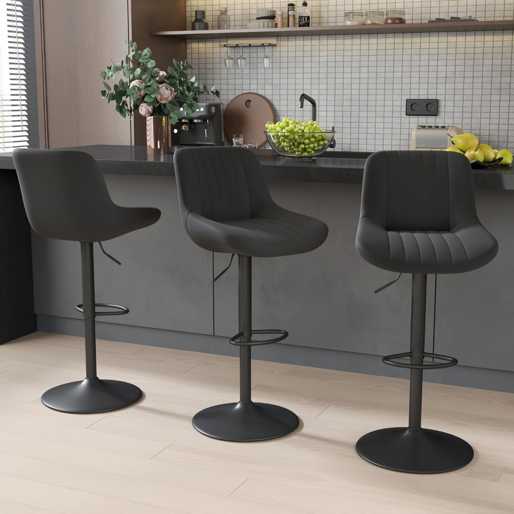 1-Piece Set Upholstered Bar Stool with Adjustable Height and Footrest for Kitchen detail image - detail view 6