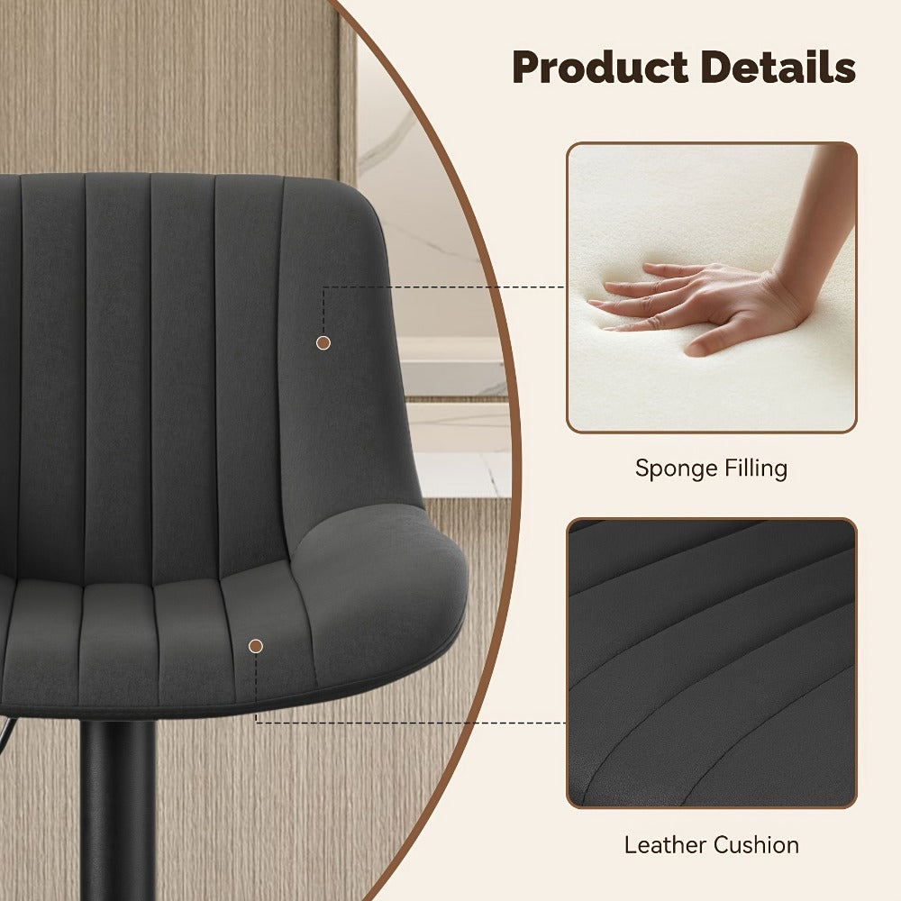 1-Piece Set Upholstered Bar Stool with Adjustable Height and Footrest for Kitchen detail image - detail view 7