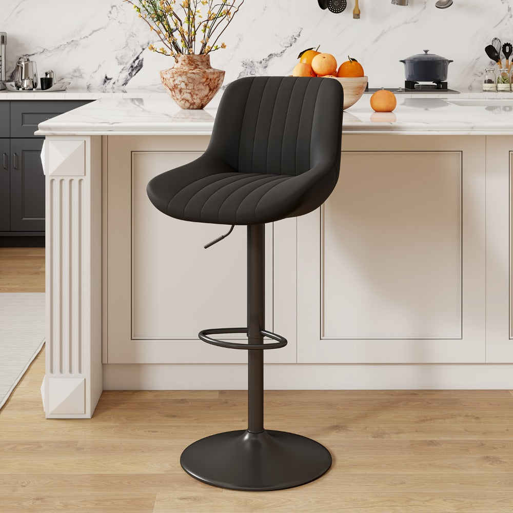 1-Piece Set Upholstered Bar Stool with Adjustable Height and Footrest for Kitchen detail image - detail view 8