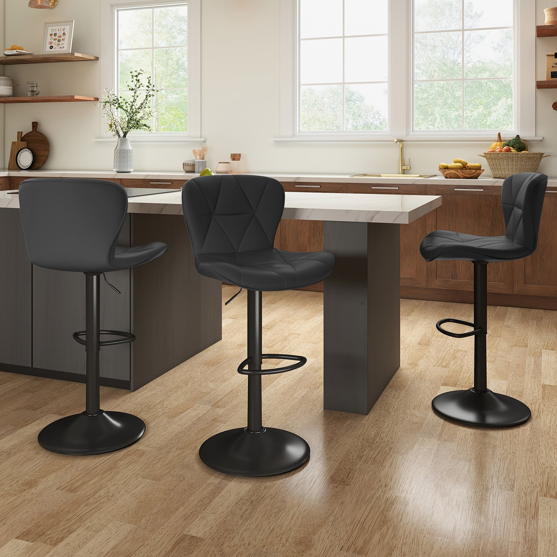 Bar Stool shown in the Black, Set Of 3pcs option