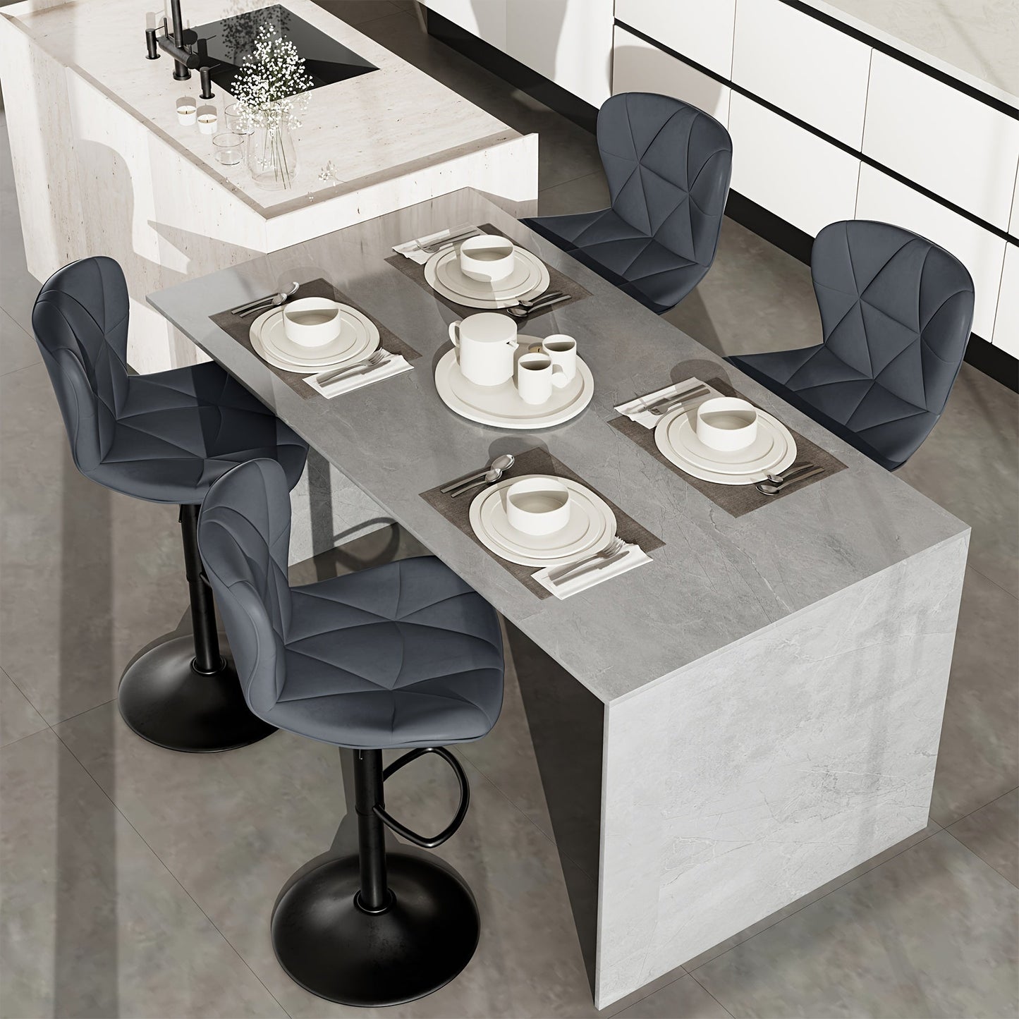 Bar Stool shown in the Dark Gray, Set Of 4pcs option
