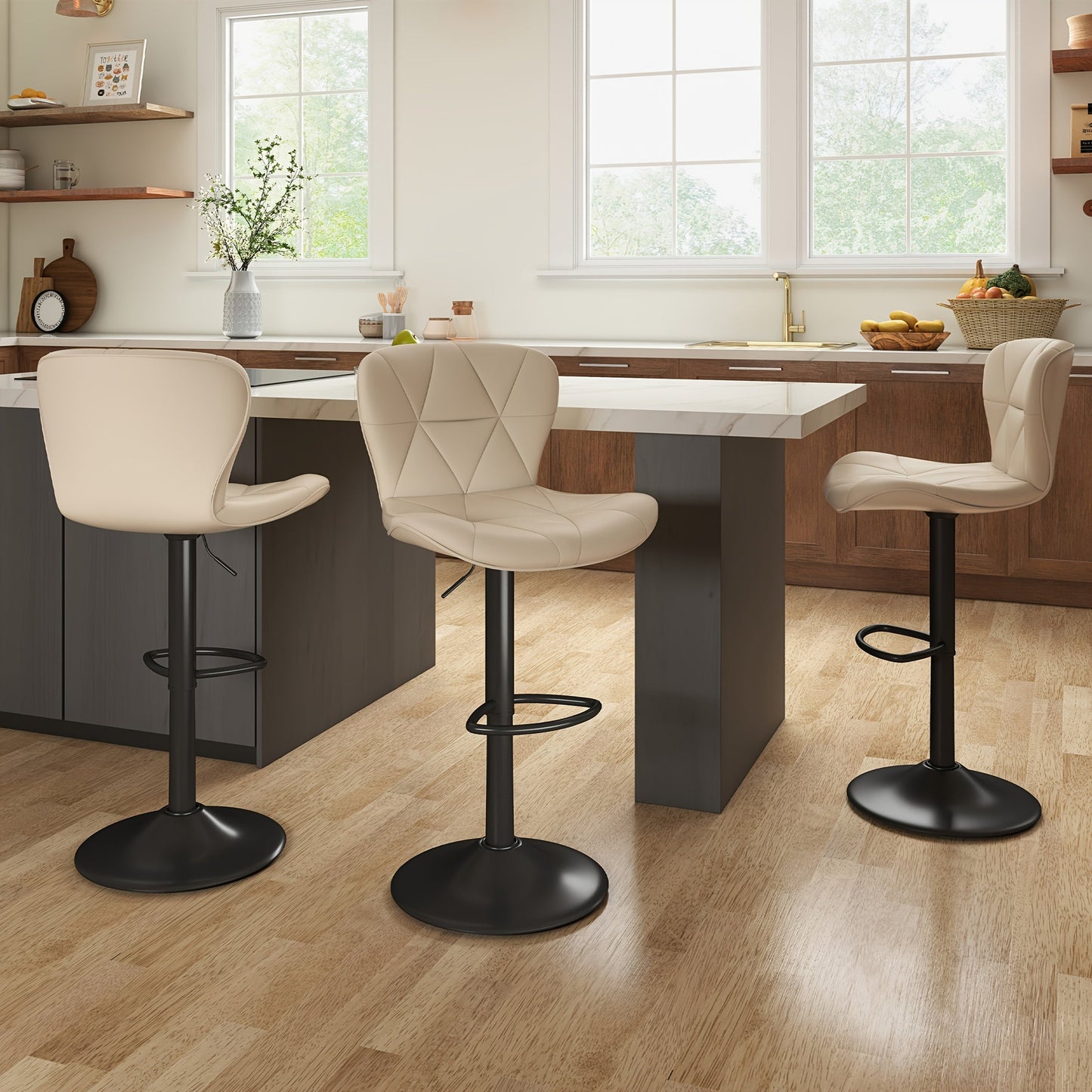 Bar Stool shown in the Khaki, Set Of 3pcs option