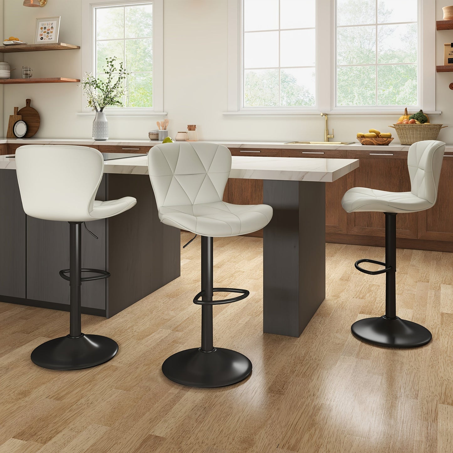 Bar Stool shown in the White, Set Of 3pcs option