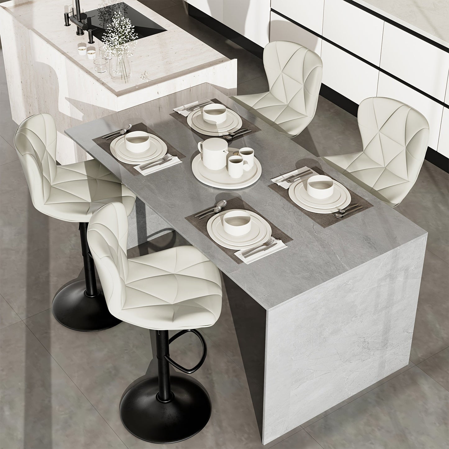 Bar Stool shown in the White, Set Of 4pcs option