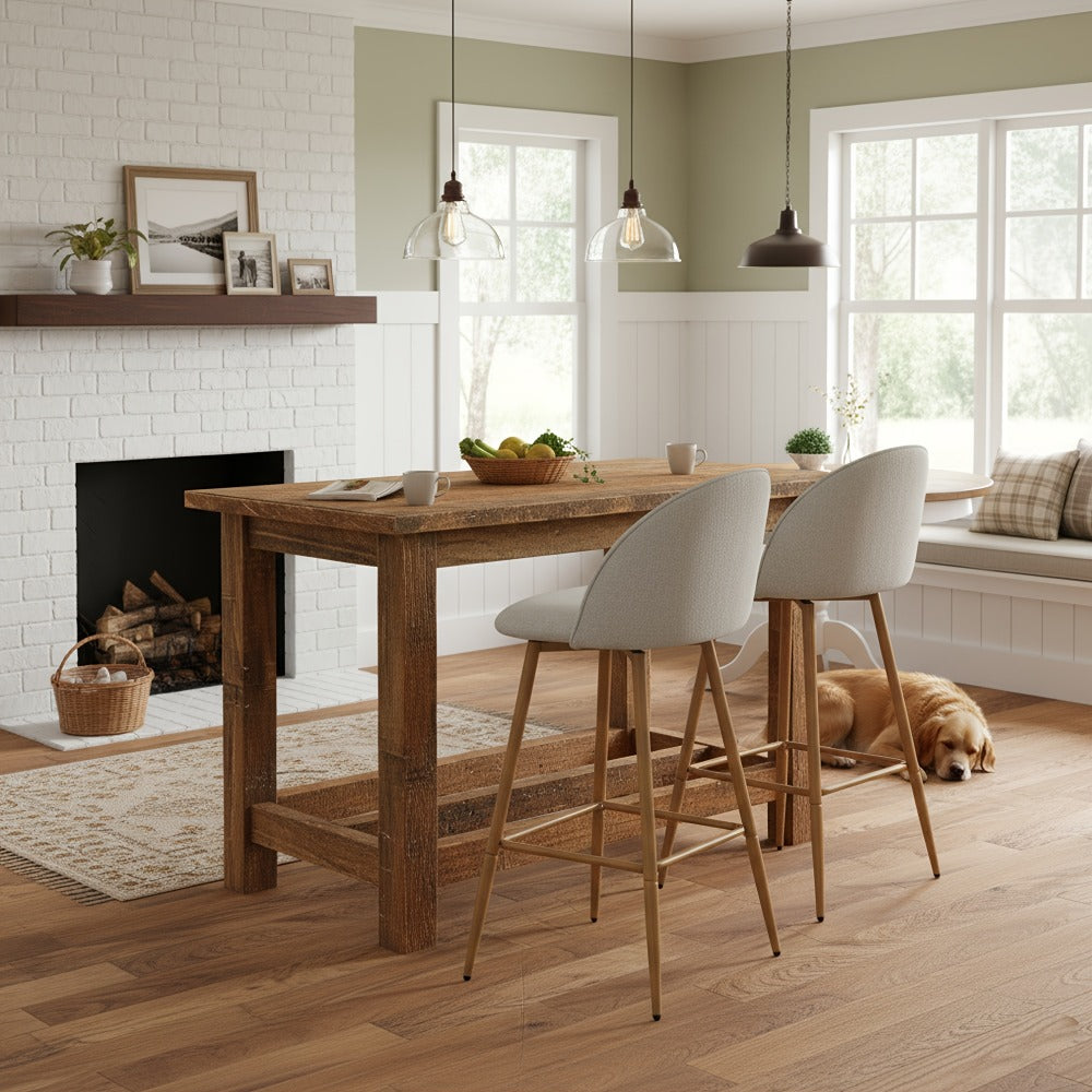 1-Piece Set Upholstered Counter Stool with Footrest and Padded Seat for Kitchen detail image - detail view 11